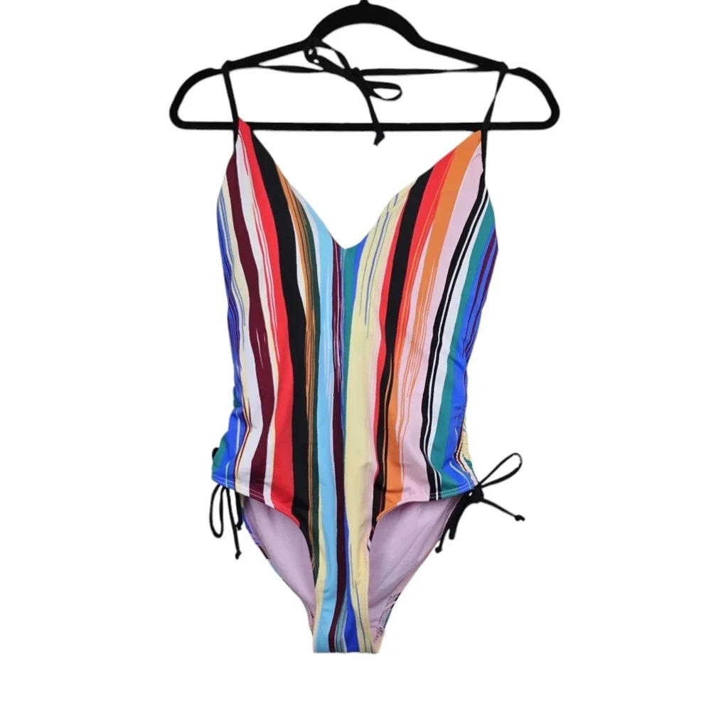 Swimsuits For All Womens Multicolor Halter Neck One Piece Swimsuit Size 4 NWT